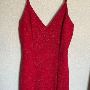 Red glitter bodycon dress